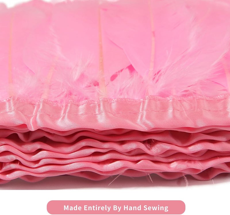 MAOFENG 2 Yards Natural Goose Feathers Trim Sewing Fringe Fashion Dress Sewing 6-8inch for DIY Handicrafts Costumes Decoration,Pink - Image 3